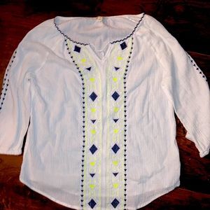 Sonoma Scoop Neck Long Sleeve Top in White